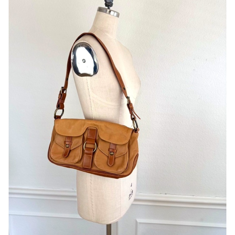 LUCE Leather Hobo Handbag Purse Shoulder Bag Brown Tan Zip Closure Boho